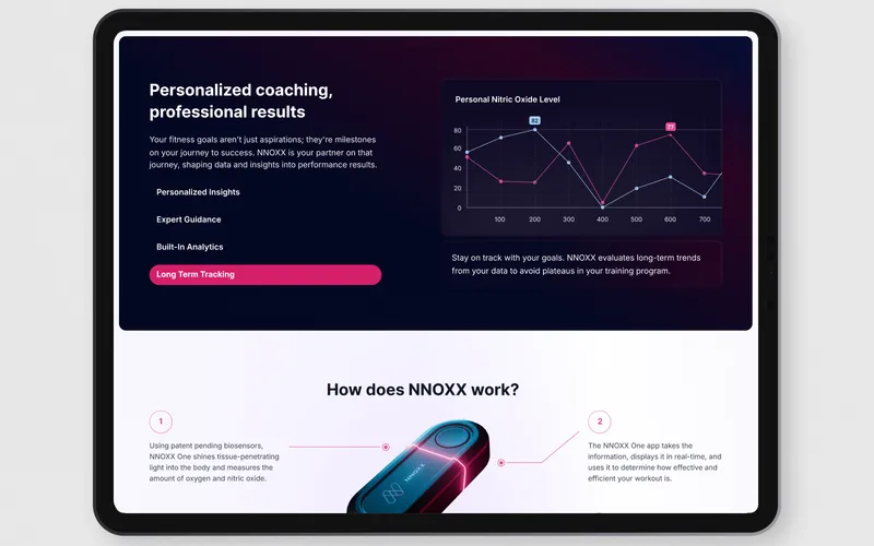 NNOXX's coaching platform and product pages, a Bejamas case study