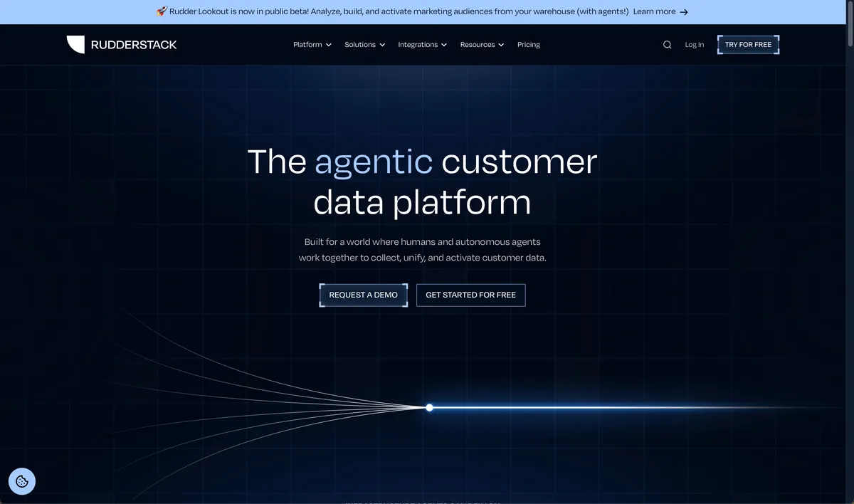 RudderStack's customer data platform homepage